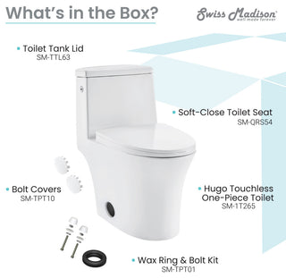 Hugo One Piece Elongated Toilet, Touchless