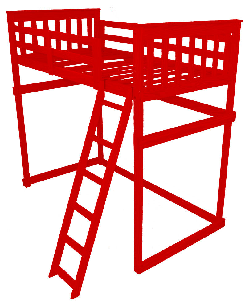 Mission Loft Bed, Tractor Red, Full, End Ladder