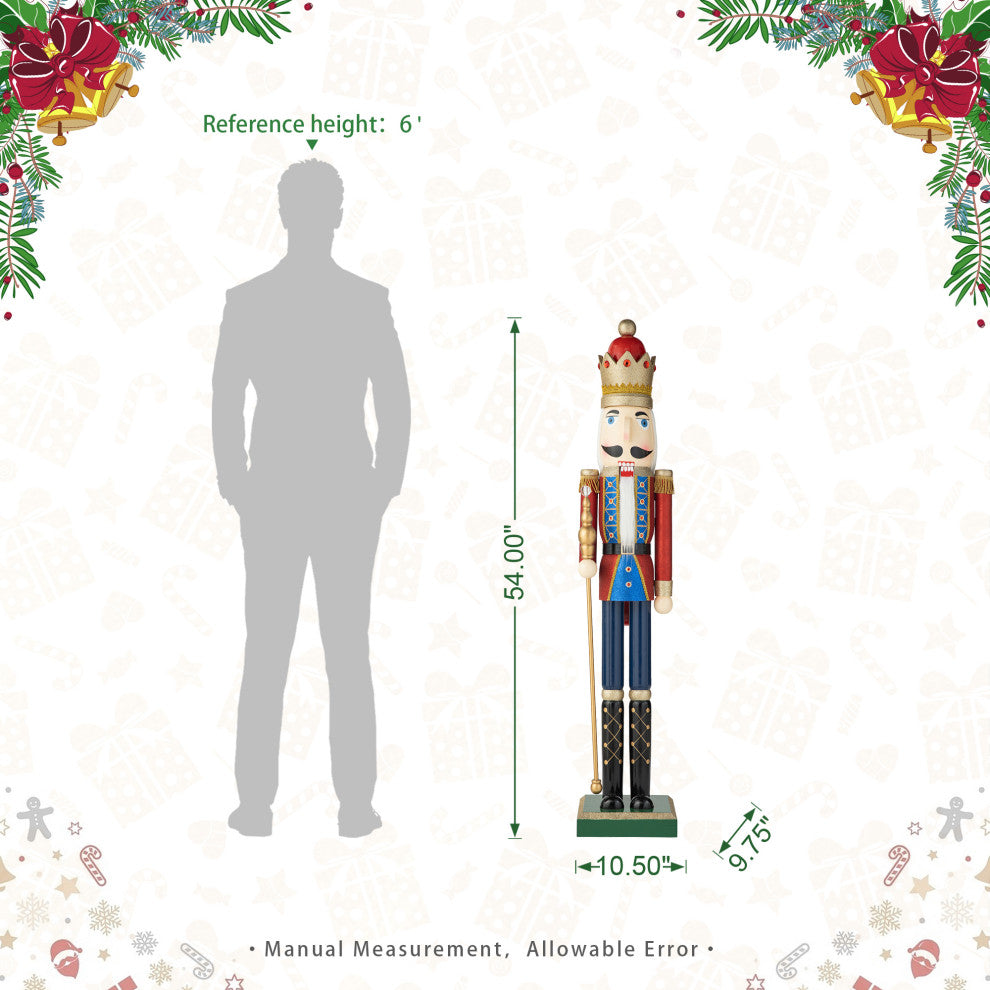 54"H Wooden Christmas Glitter King Nutcracker