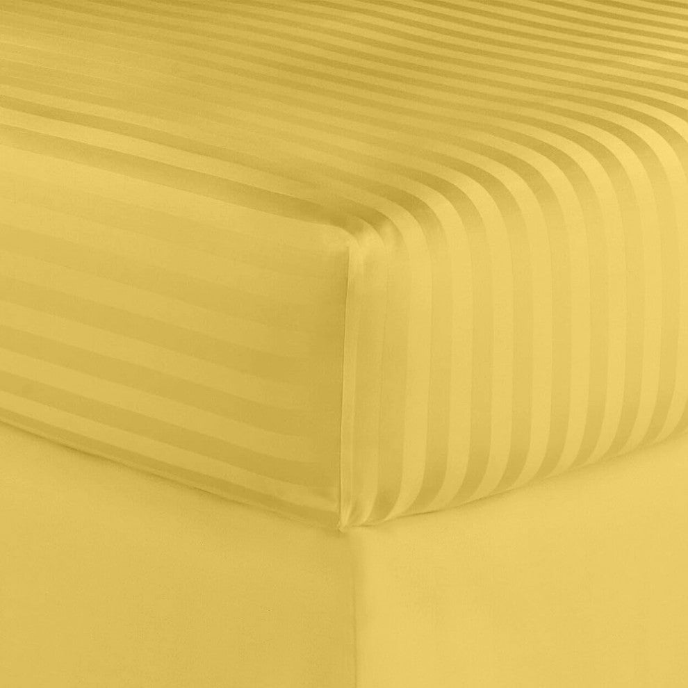 600 Thread Count 100% Cotton Stripe Sheet Set, Gold, Twin
