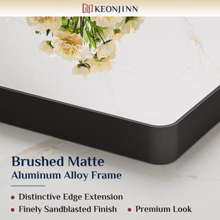 Metal Frame Decorative Rectangular Wall Mount Mirror, Black, 36"x36"