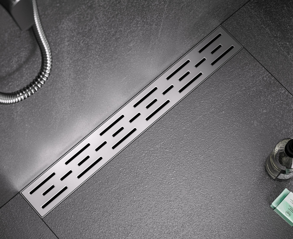 Linear Floor Drain with Removable Decorative Cover UPC certified, Brushed, 24"