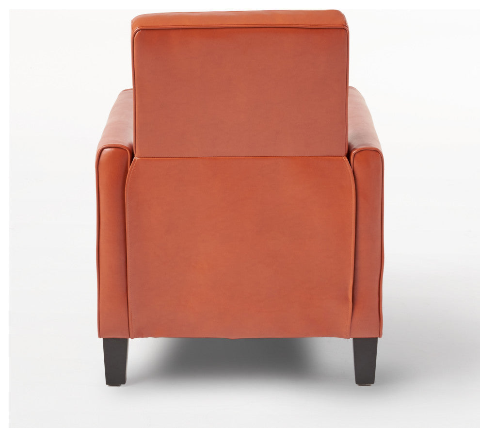 GDF Studio Hinus Indoor Upholstery Club Chair Recliner, Orange Leather