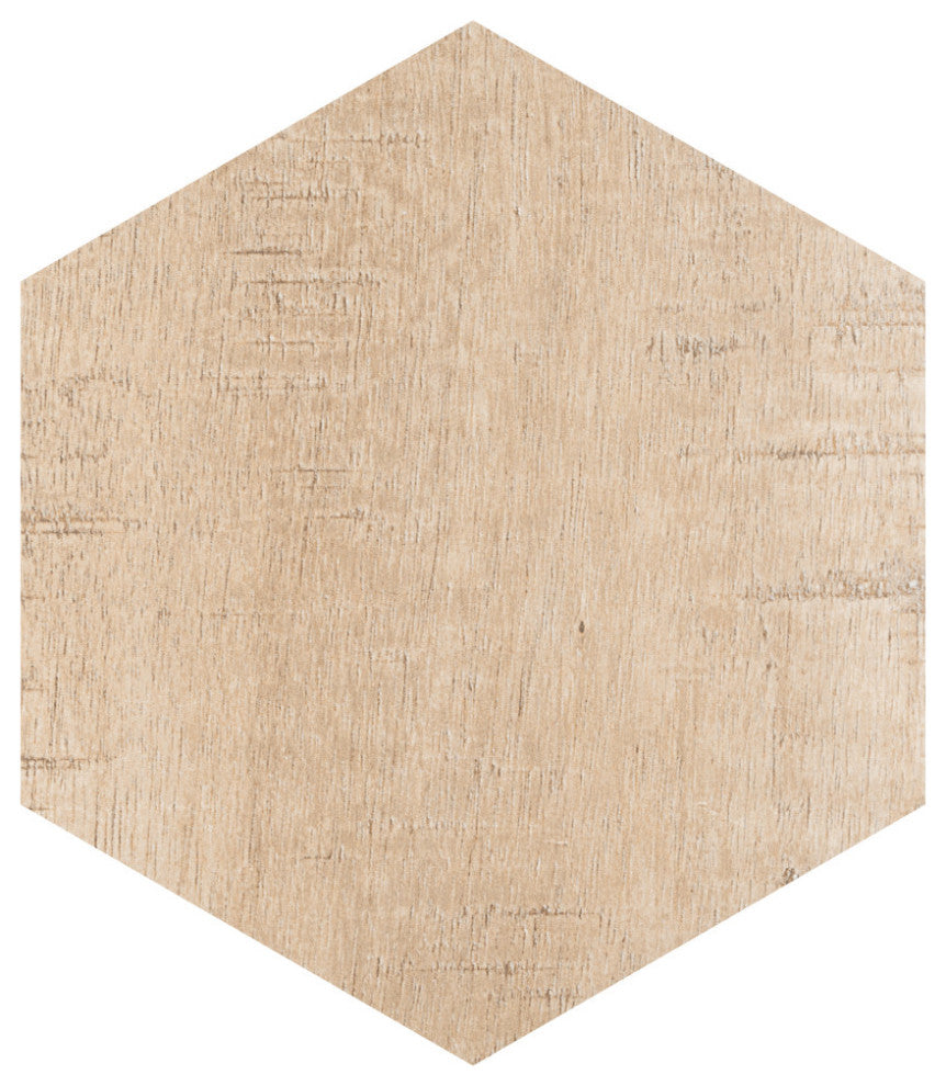 Sawnwood Hex Beige Porcelain Floor and Wall Tile