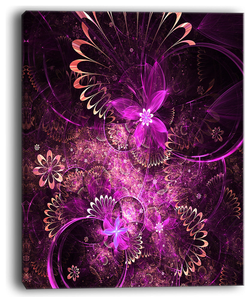"Glossy Bright Purple Fractal Flower" Floral Wall Art Canvas, 30"x40"