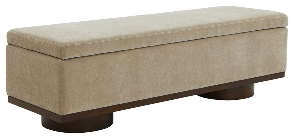 Safavieh Couture Vianna Boucle Bench, Light Brown/Walnut
