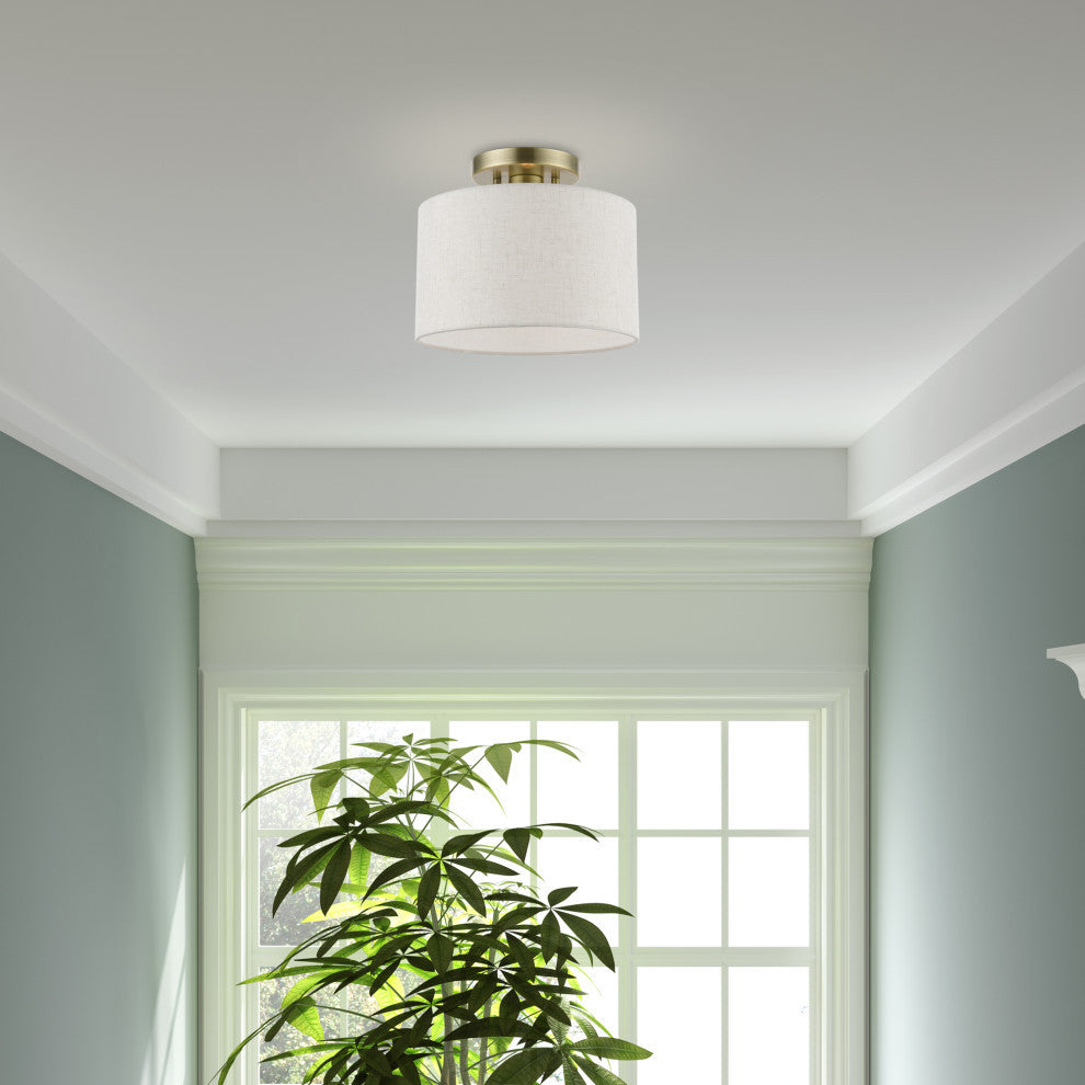 Blossom 1 Light Antique Brass Small Semi-Flush