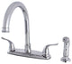 Kingston Brass 8" Centerset Kitchen Faucet With Sprayer, Polished Chrome