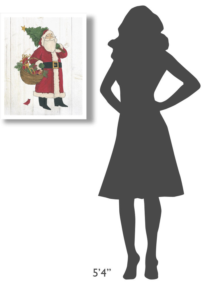 "Vintage St Nick III no Words on White Wood" Print by Anne Tavoletti, 22"x26"