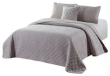 Bibb Home 4 Piece Solid Quilt Set, Taupe, Full/Queen