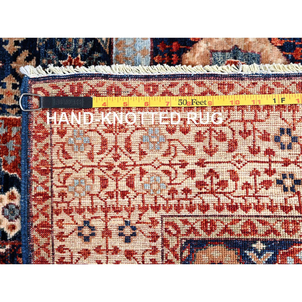 Blue, Hand Knotted, Mamluk Design, Pure Wool, Oriental Rug, 3'10"x6'3"
