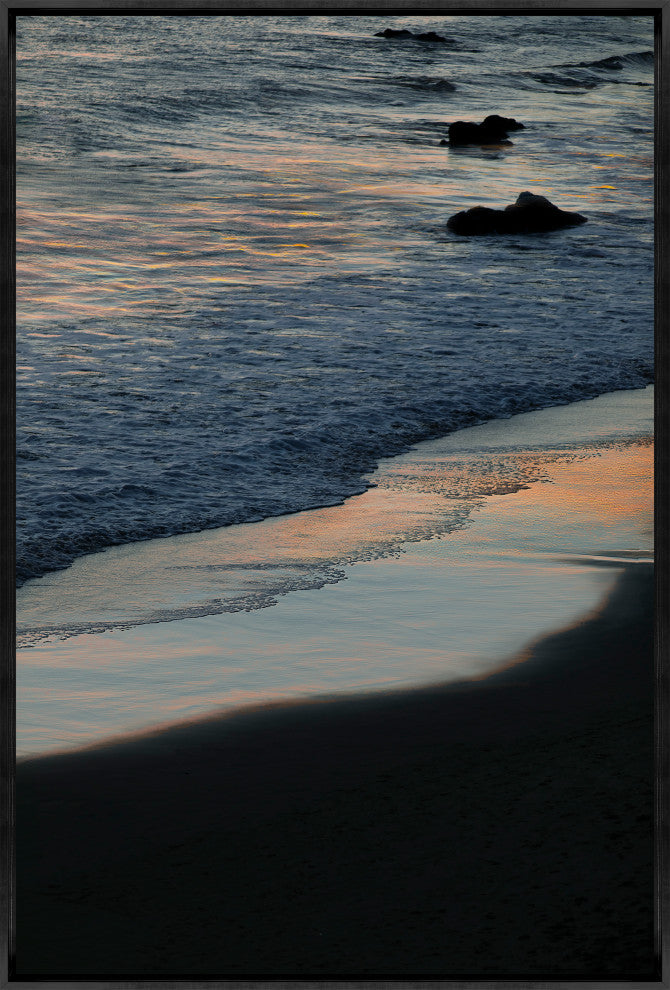 36x54 Sunkissed Shore Break III, Framed Artwork, Black