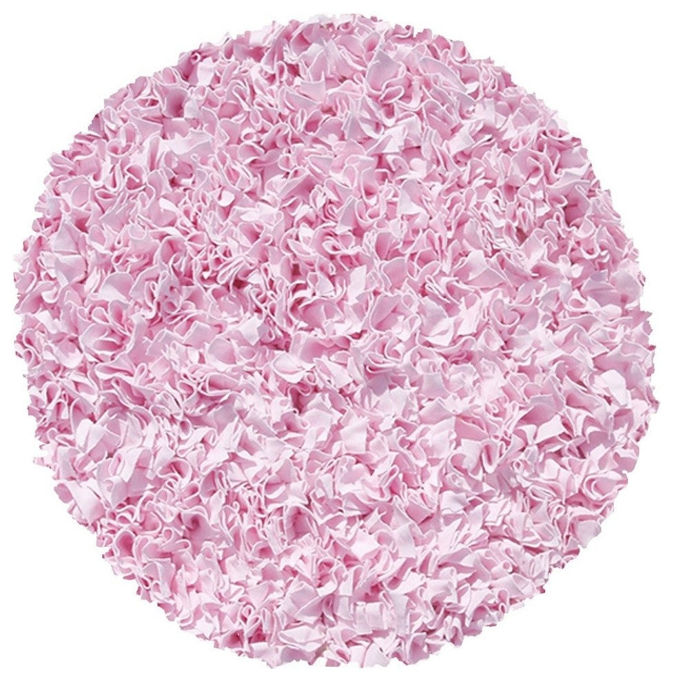 Shaggy Raggy Pink Area Rug, 4' Round