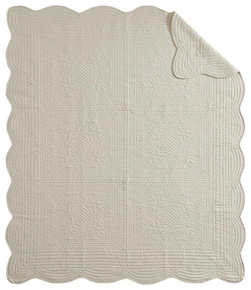 Microfiber Oversized Quilted Throw With Scalloped Edges, MP50-1215