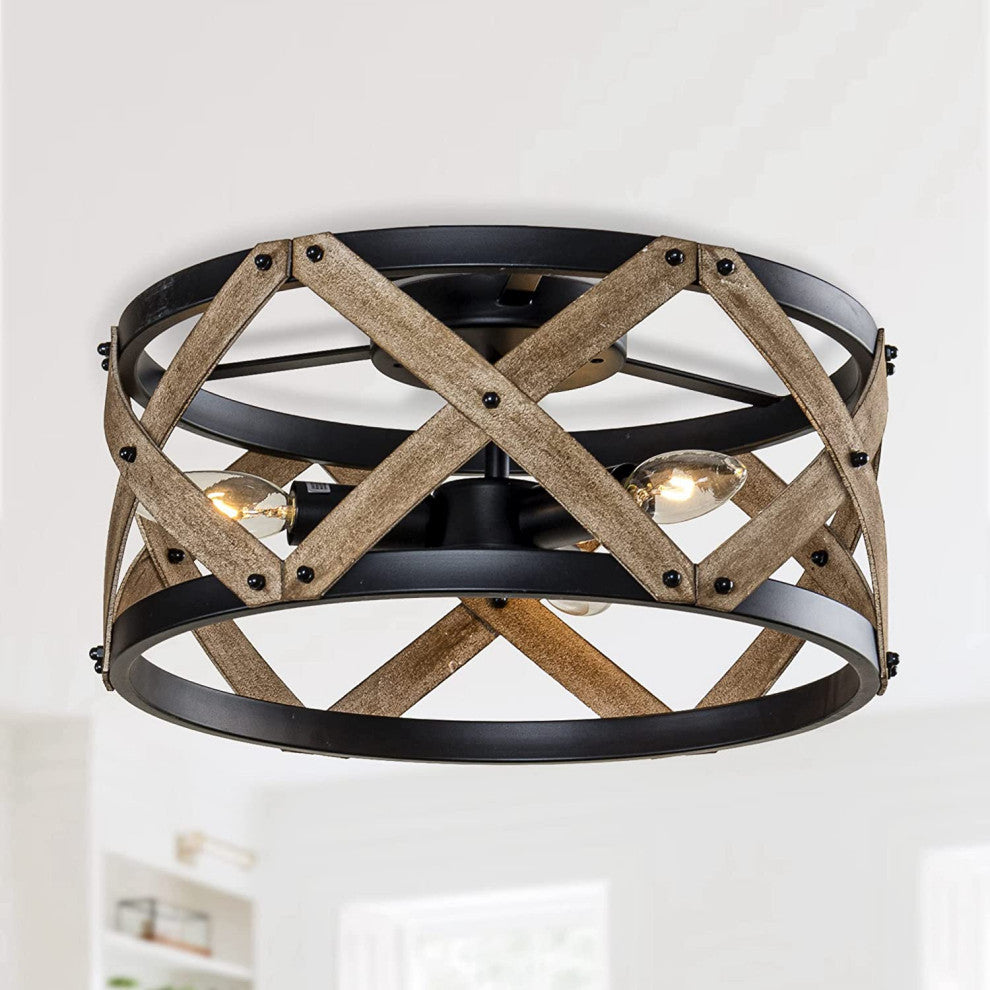 3 Light Farmhouse Ceiling Lighting Vintage Close to Ceiling Light Fixtures