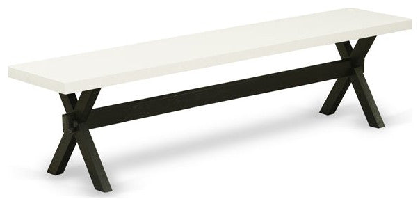 6-Piece Set Linen White, Table and Linen White, Bench and 4 Chairs, Black