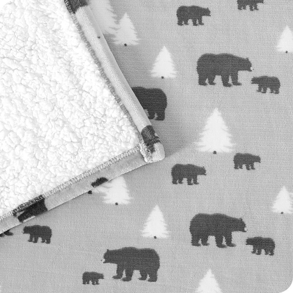 Fleece Sherpa Blanket, Kodiak, Full/Queen