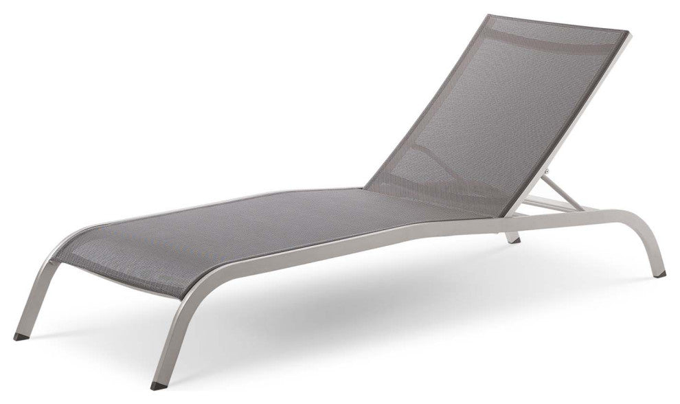 Lounge Chair Chaise, Set of 2, Aluminum, Metal, Gray, Modern, Outdoor Patio