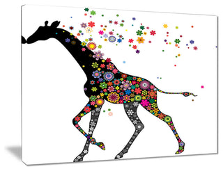"Cheerful Giraffe Running" Animal Digital Canvas Print, 40"x30"