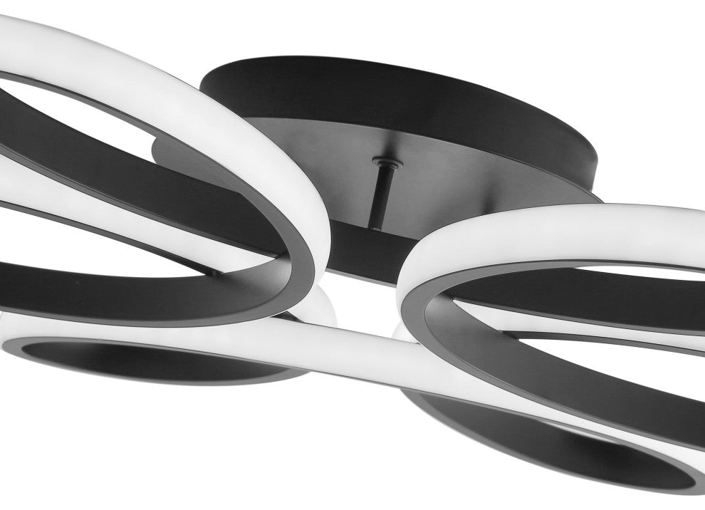 1-Light Modern Linear LED Flush Mount Light Ceiling Light, Black