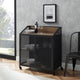 33" Urban Industrial Bar Cabinet Rolling Cart With Mesh Doors, Rustic Oak