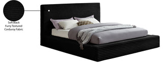 Dexter Upholstered Bed, Black, Queen, Corduroy Fabric
