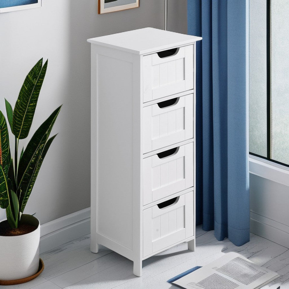 White Bathroom Storage Freestanding Cabinet With Drawers