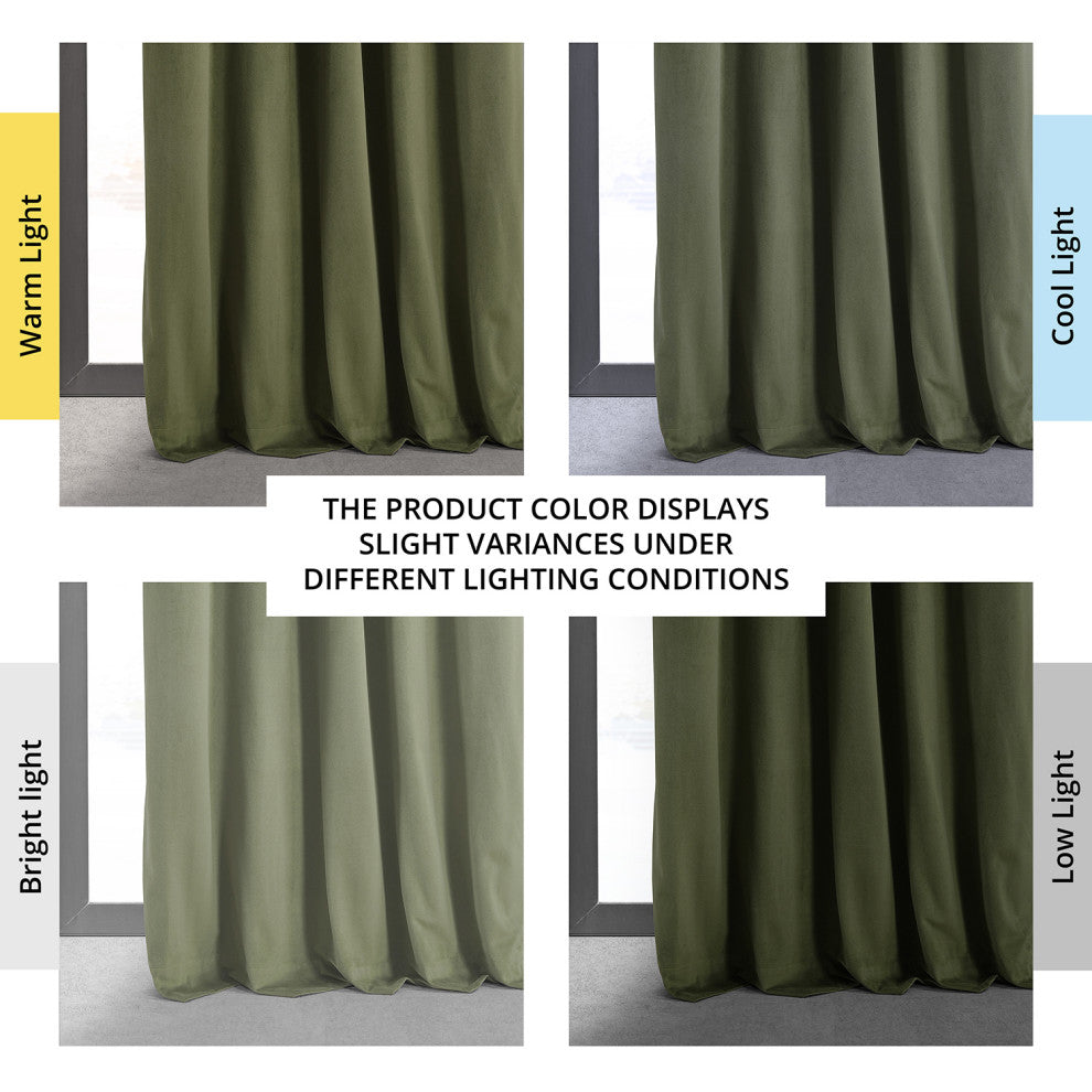 Signature Blackout Velvet Curtain Single Panel, Hunter Green, 50"x108"
