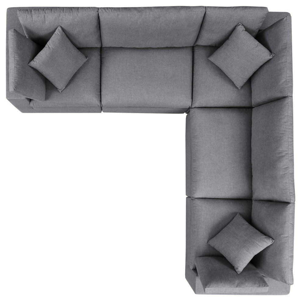 Modular Lounge Sectional Deep Sofa Set, Sunbrella, Gray, Modern, Outdoor
