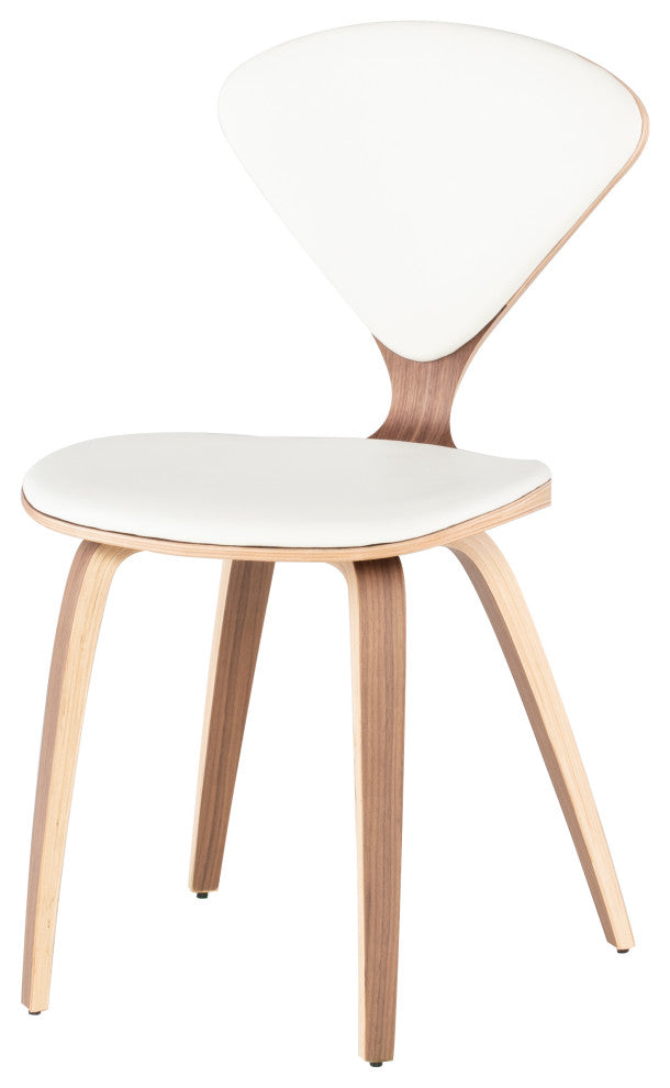 Satine Dining Chair in American Walnut and White Leather by Nuevo