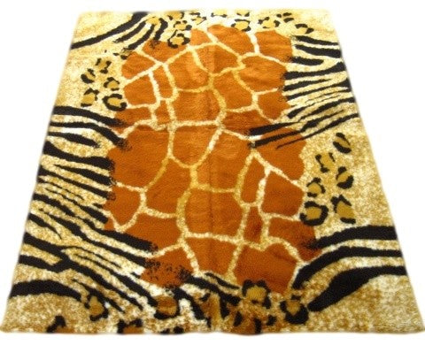 Safari Kenya Rectangle Faux Fur Rug, 56"x79"