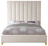 Via Velvet Upholstered Bed, Cream, Queen