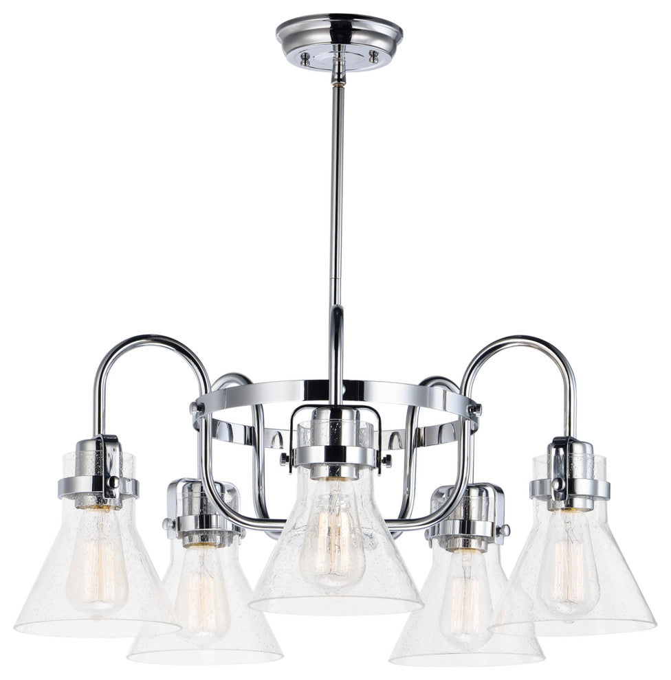 Maxim 26117 Seafarer 5 Light 24" Seedy Glass Chandelier - Polished Chrome