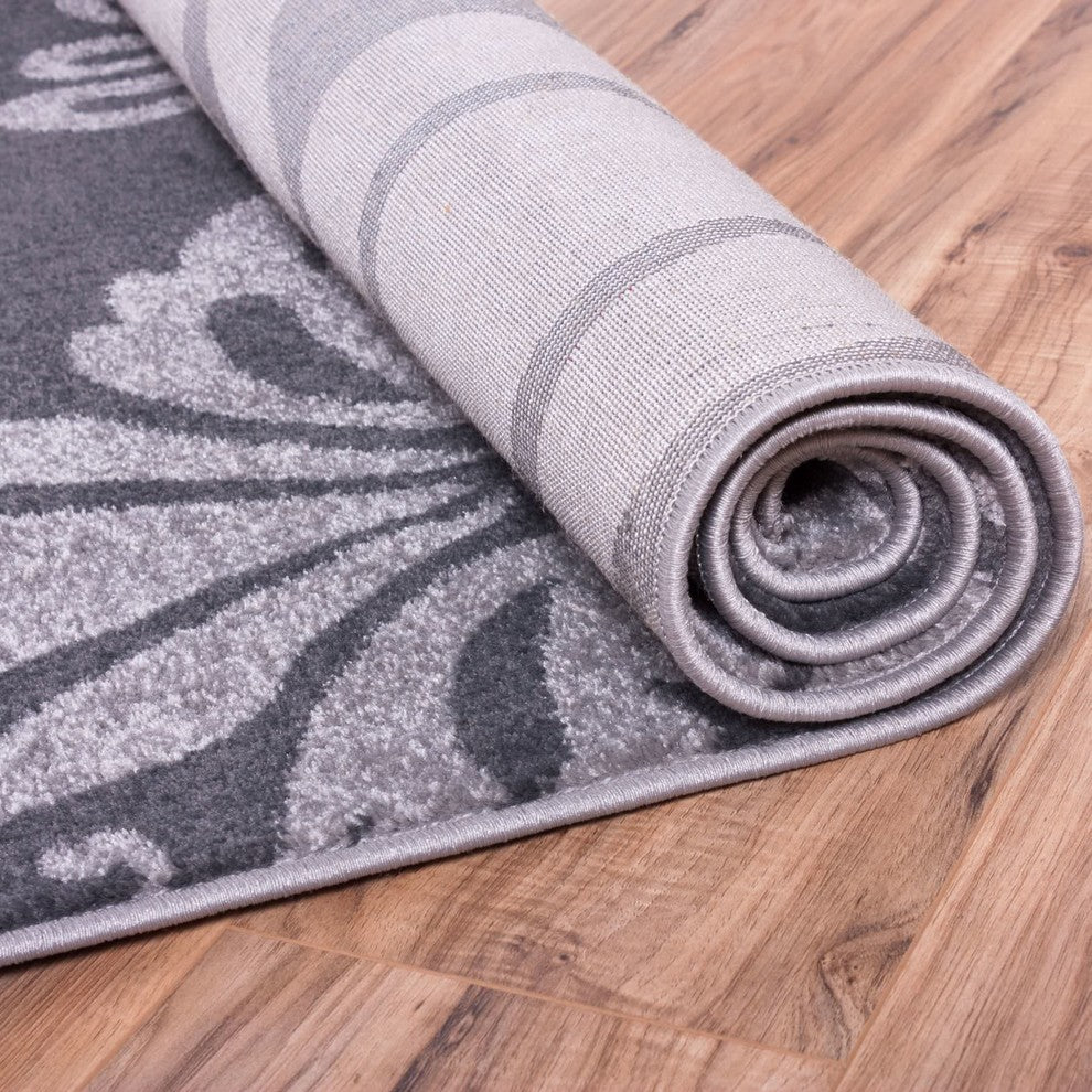 Well Woven Electro Rosetta Rug, Gray 5''3"x7''3"