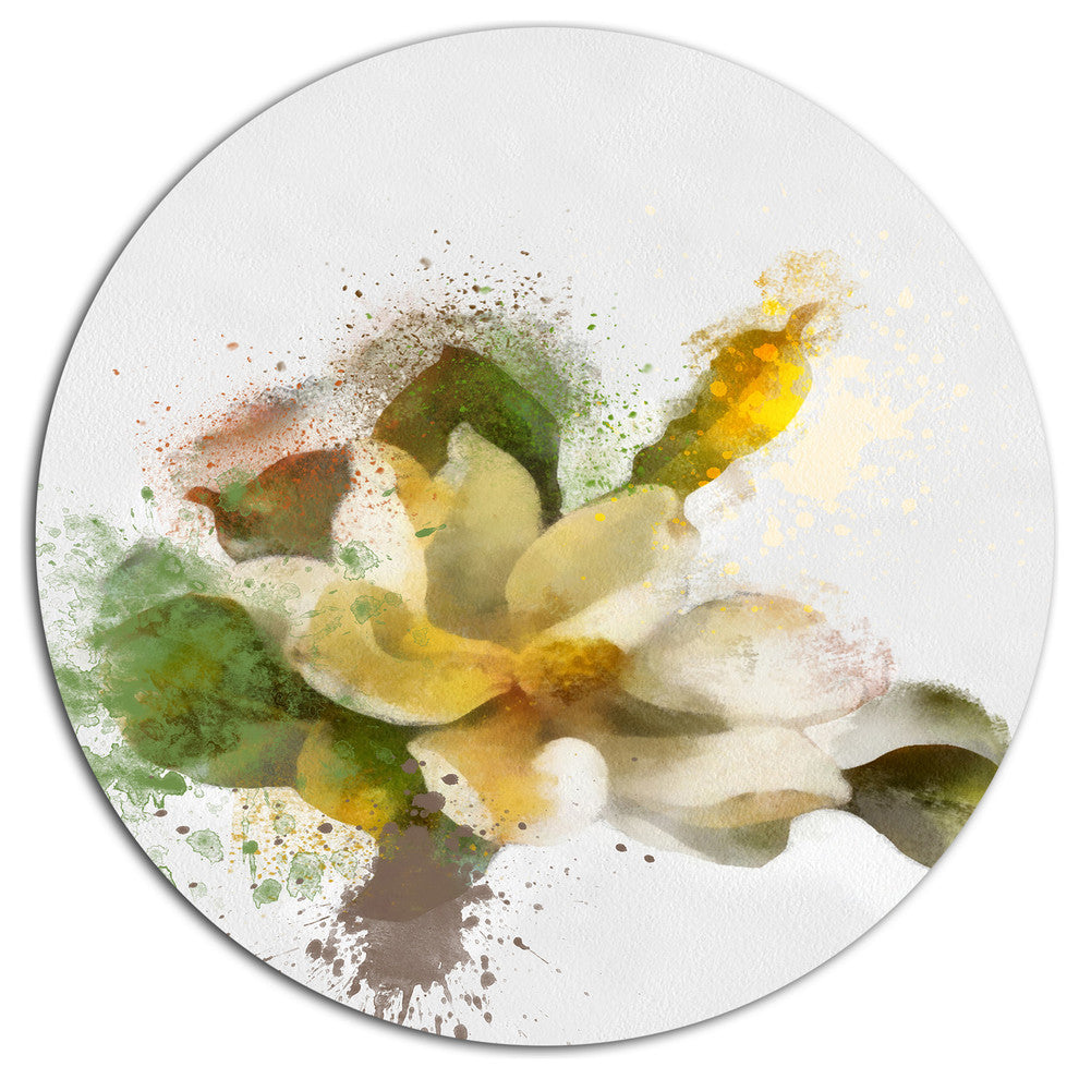 Beautiful Flower With Color Splashes, Floral Round Wall Art, 11"