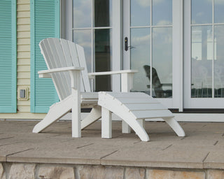 Polywood Seashell Adirondack Set with Ottomans, White