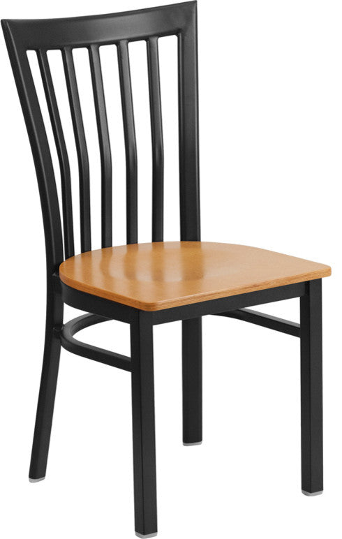 Dyersburg Metal Chair Black School House Back, Natural Wood Seat