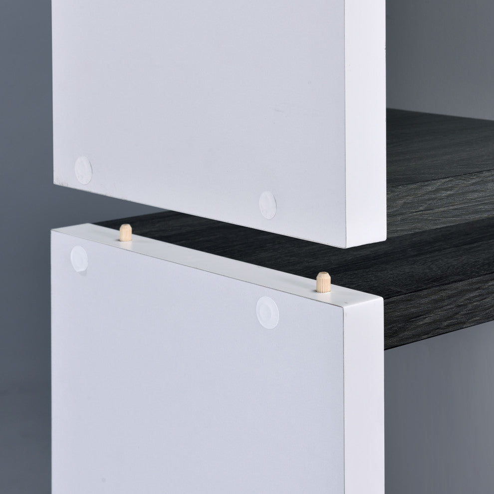 Rustic Modern Walnut and Black Table Desk With Outlet
