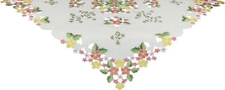 Fancy Flowers 34"x34" Table Topper, Pink
