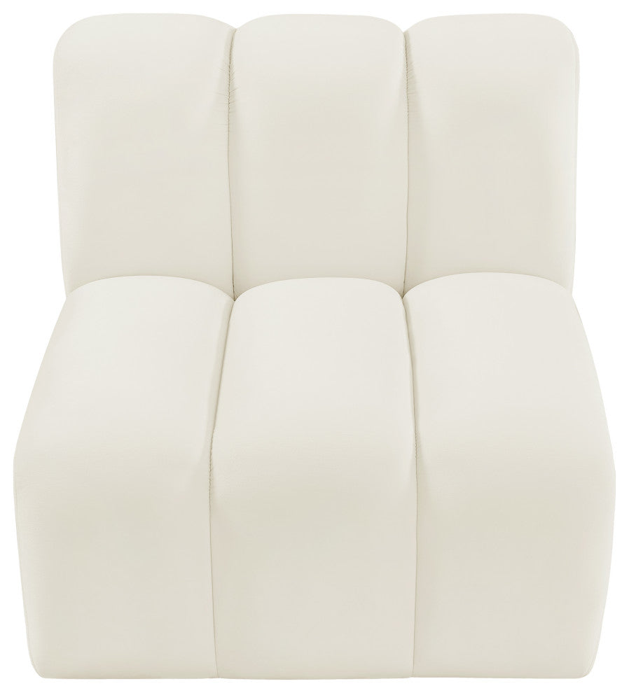 Arc Upholstered Modular Component, Cream, 1-Piece: Straight Chair, Velvet