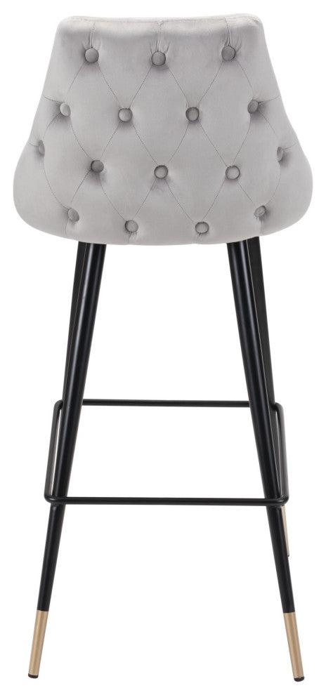 Bar Stool Chair Barstool, Steel Metal, Fabric, Gray, Black, Gold, Cafe