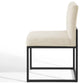Tufted Side Dining Chair, Fabric, Metal, Black Beige, Modern, Bistro Restaurant