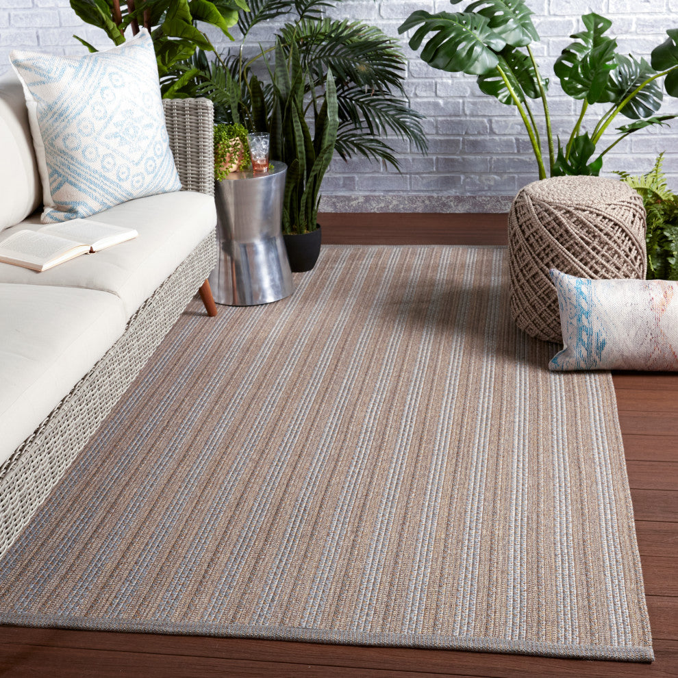 Jaipur Living Topsail Indoor/ Outdoor Striped Area Rug, Gray/Taupe, 4'x6'
