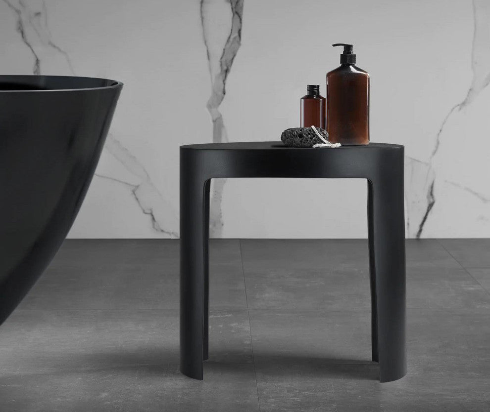 ALFI brand ABST66BM Black Matte Solid Surface Resin Bathroom/Shower Stool