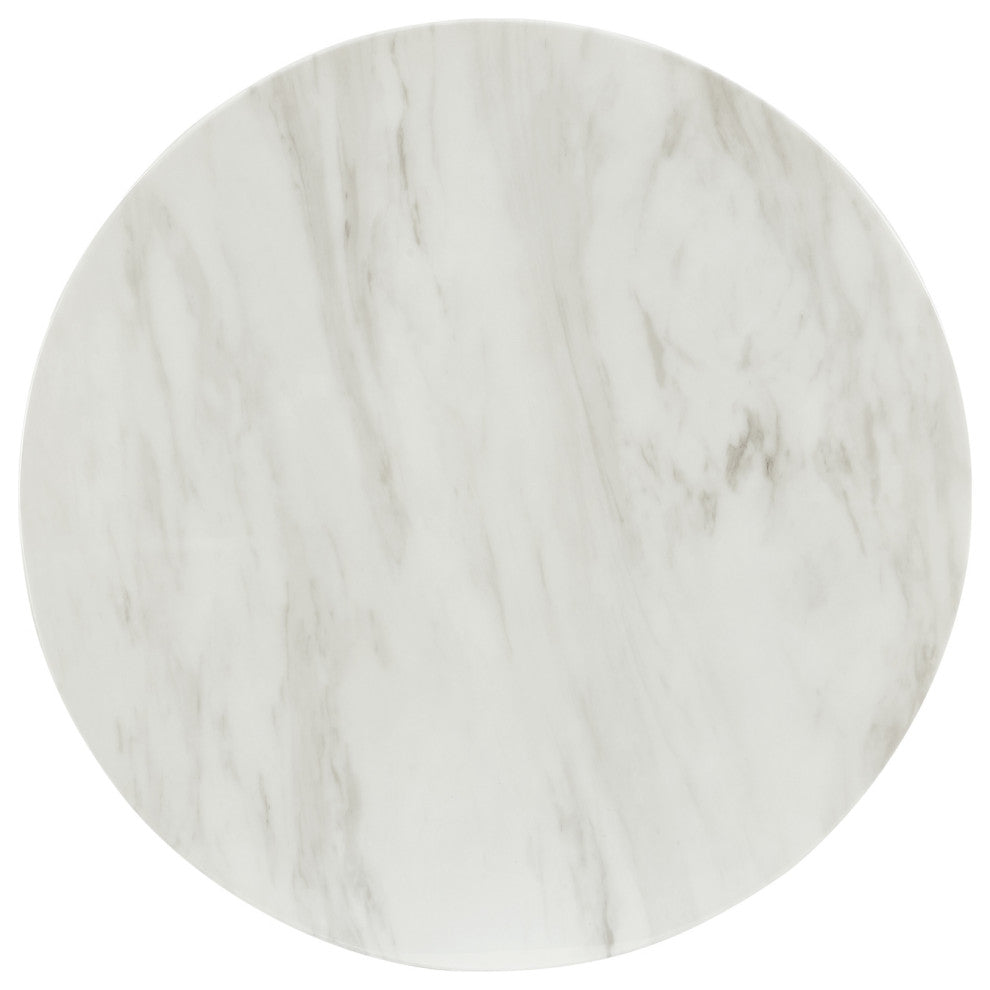 Inspired Home Sinai End Table- White/Gold, 23.7Lx23.7Wx21.9H