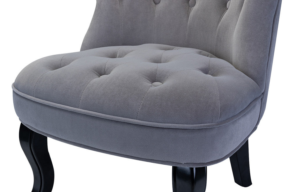 Jane Uphlostered Ottoman Accent Chair, Gray