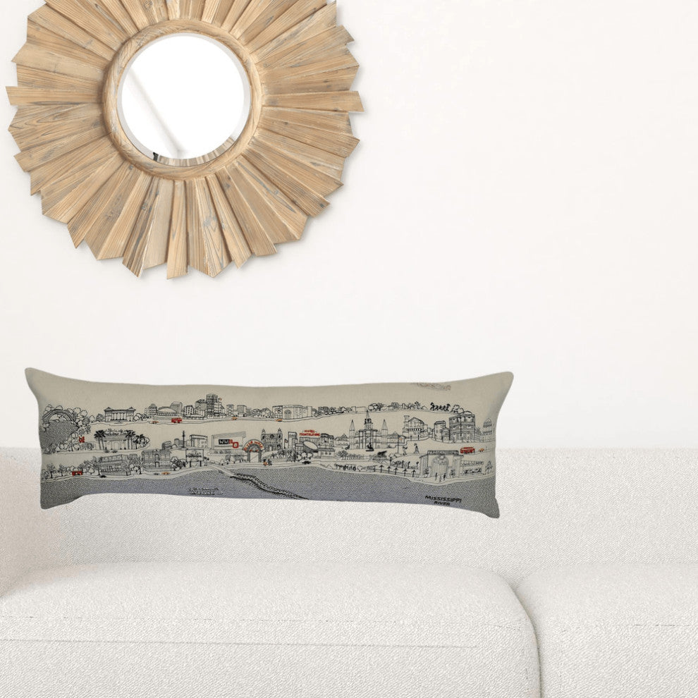 46" White New Orleans Daylight Skyline Lumbar Decorative Pillow
