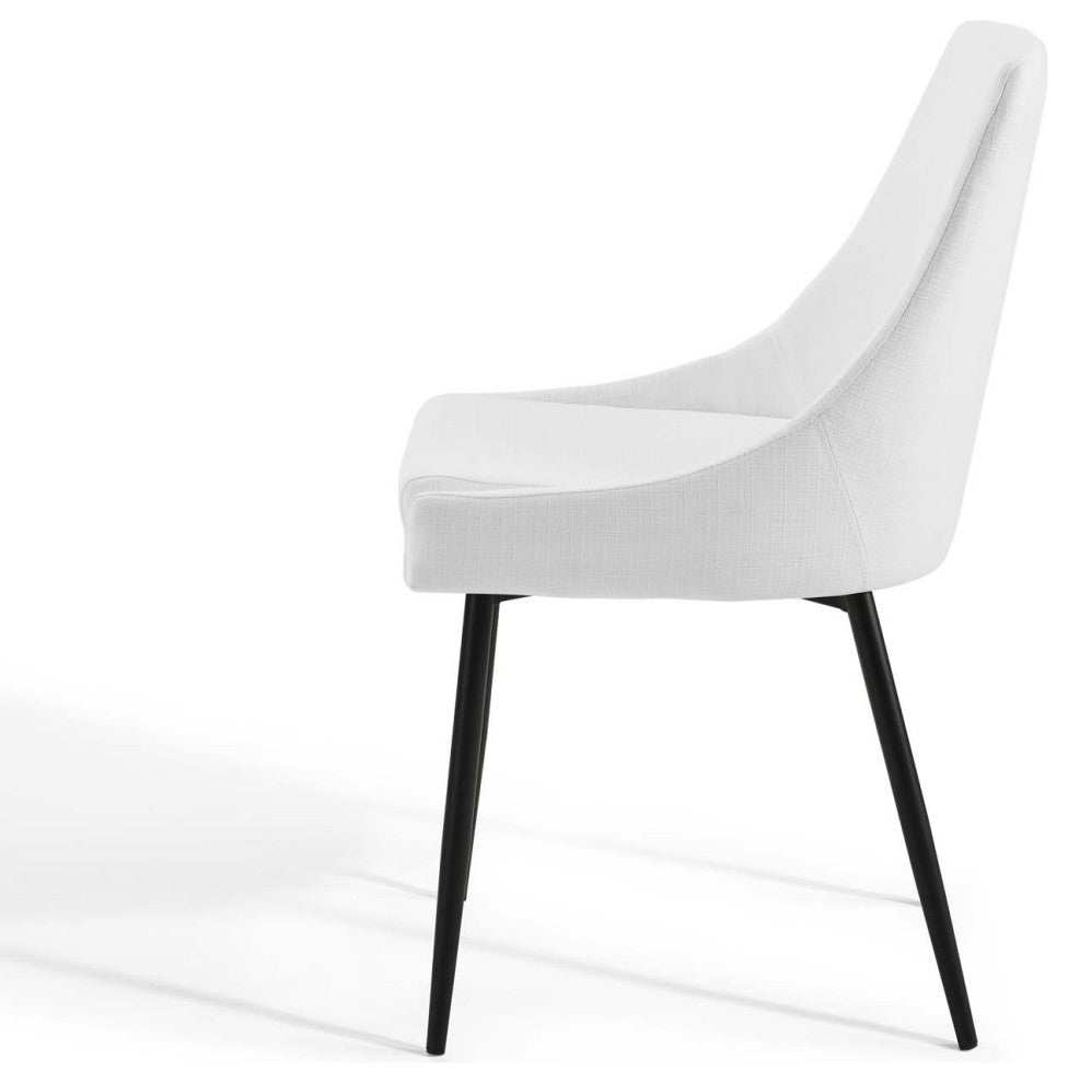 Side Dining Chair, Set of 2, Fabric, Metal, Black White, Cafe Bistro Restaurant