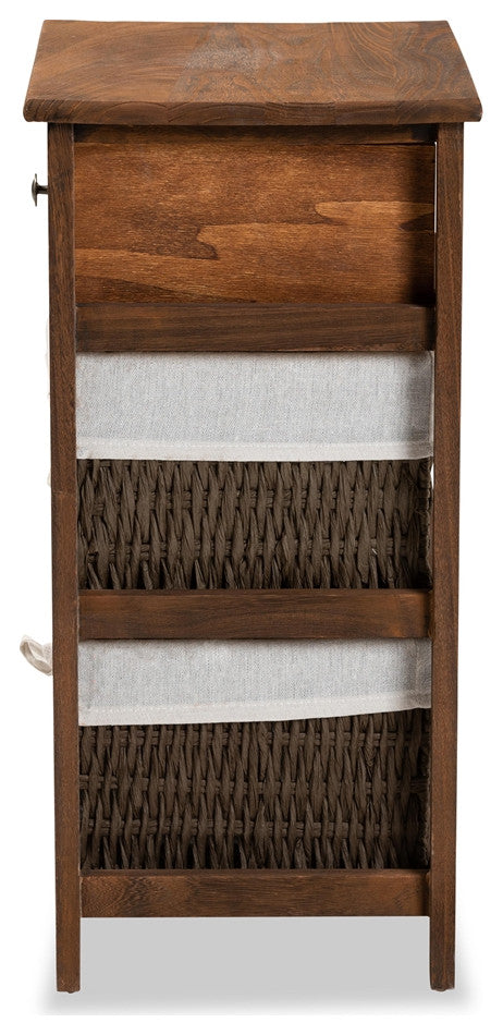 Mid-Century Modern Transitional Walnut Brown Finished Wood 1-Drawer Nightstand