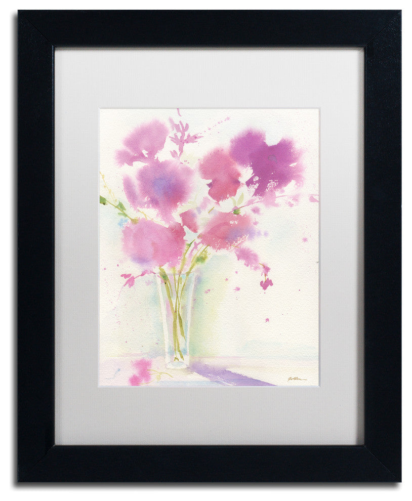 Sheila Golden ''Magenta Hues'' Matted Framed Art, Black Frame, White, 14x11